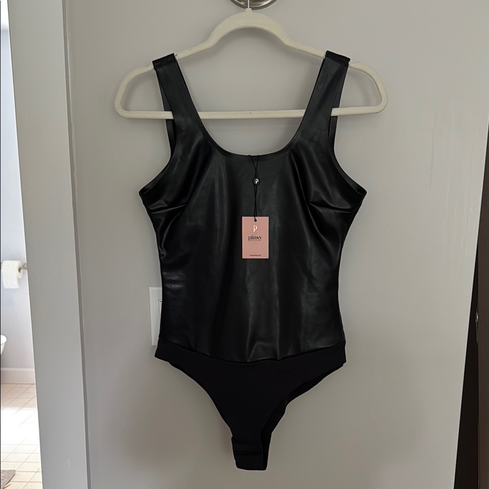 BRAND NEW WITH TAGS Black vegan Leather Bodysuit